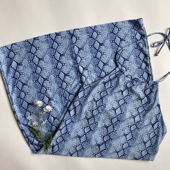 No Boundaries Dresses & Skirts - Vintage blue snakeskin print midi halter dress
